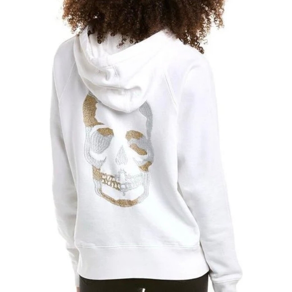 Zadig & Voltaire Skull Hooded Sweatshirt in White. NWT. Size S. - Picture 2 of 5